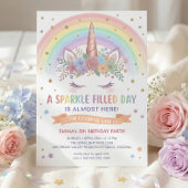 Magical Unicorn Birthday Invitation Rainbow Invite 招待状