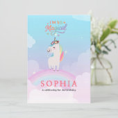 “Magical Unicorn Birthday Invitation with Rainbow  招待状 (スタンド正面)