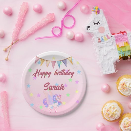 Magical Unicorn Birthday Paper Plate ペーパープレート (パーティー)