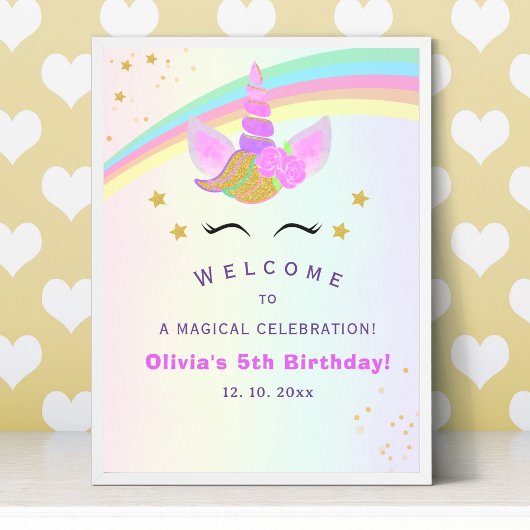 Magical Unicorn Birthday Party for Girl ポスター
