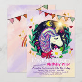 Magical Unicorn Birthday Party Invitation 招待状 (正面/裏面)