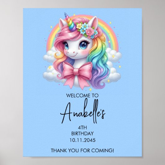 Magical Unicorn Birthday Poster | Welcome Sign ポスター (正面)