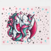 Magical Unicorn Christmas Blanket フリースブランケット (正面(横))
