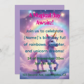 Magical Unicorn Dream Birthday Invitation 招待状 (正面/裏面)