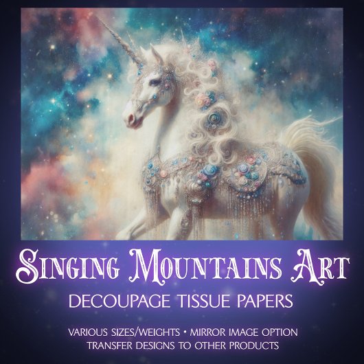Magical Unicorn Galaxy Fantasy Art Decoupage  薄葉紙