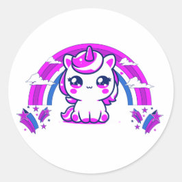 Magical Unicorn Girls BirthdayParty Favor Stickers ラウンドシール