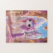 Magical Unicorn in a Fairytale Castle Jigsaw Puzzl ジグソーパズル (横)
