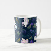 Magical Unicorn Night Forest Seamless Pattern コーヒーマグカップ (正面右)