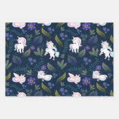Magical Unicorn Night Forest Seamless Pattern ラッピングペーパーシート (正面3)