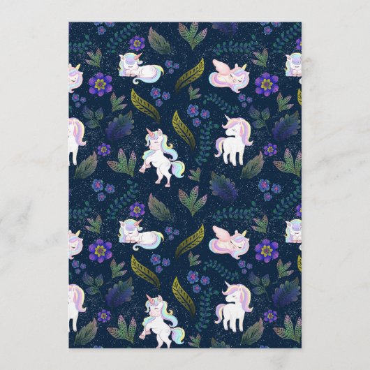 Magical Unicorn Night Forest Seamless Pattern 招待状 (正面)