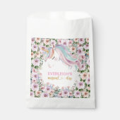 Magical Unicorn Pink Flower birthday フェイバーバッグ (正面)