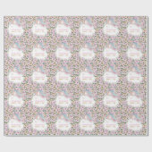 Magical Unicorn Pink Flower birthday ラッピングペーパー (フラット)