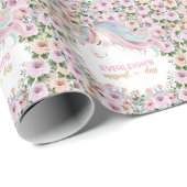 Magical Unicorn Pink Flower birthday ラッピングペーパー (ロールコーナー)