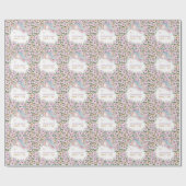 Magical Unicorn Purple Flower 1st birthday ラッピングペーパー (フラット)