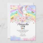 Magical Unicorn Rainbow 1st Birthday Invitation 招待状 (正面)