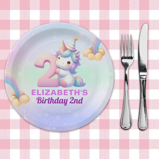 Magical Unicorn Rainbow 2nd Birthday Party  ペーパープレート