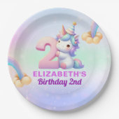 Magical Unicorn Rainbow 2nd Birthday Party  ペーパープレート (正面)