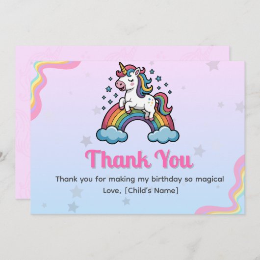 Magical Unicorn Thank You Card サンキューカード (正面/裏面)