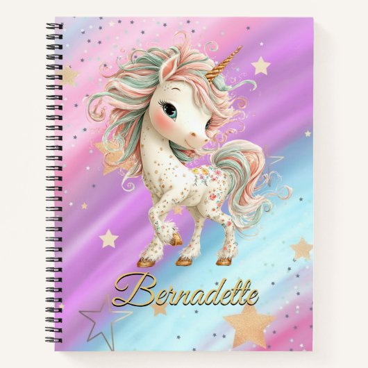 Magical Unicorn with Rainbow Notebook ノートブック (正面)