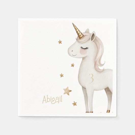 Magical Unicorn Yellow Birthday Party Cocktail スタンダードカクテルナプキン (正面)
