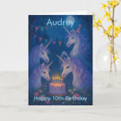 Magical Unicorns Mystical Customizable Birthday カード (黄色い花)