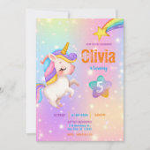 Magical Unicorns Purple Birthday Party  招待状 (正面)