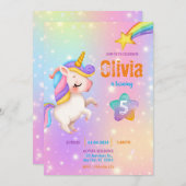 Magical Unicorns Purple Birthday Party  招待状 (正面/裏面)
