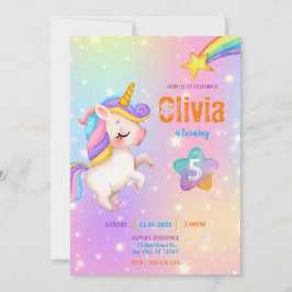 Magical Unicorns Purple Birthday Party 招待状