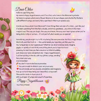 Magical Uniqueness Fairy Keepsake Letter For Kids