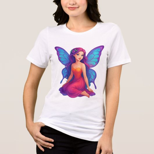 Magical Violet Fairy Enchanted Butterfly Wings トライブレンドＴシャツ (正面)