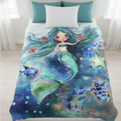 Magical Watercolor Mermaid Personalized Kids  フリースブランケット