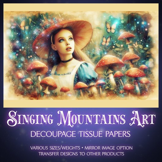 Magical Watercolor Mushroom Woods Decoupage 薄葉紙