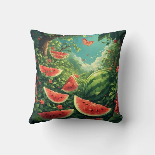 Magical Watermelon Garden – Nature Fantasy Blanket クッション (裏面)