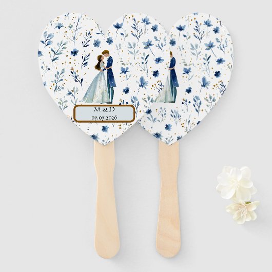 Magical Wedding Hand Fans – Watercolor Style ハンドファン (正面&裏面)