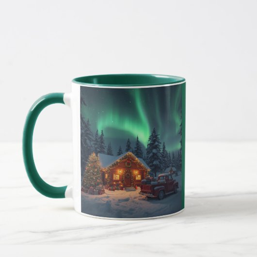 Magical Winter Cabin Christmas マグカップ (左)