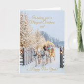 Magical Winter Carriage Ride Christmas Photo Card カード (正面)