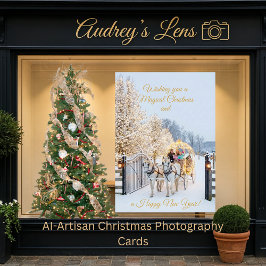 Magical Winter Carriage Ride Christmas Photo Card カード