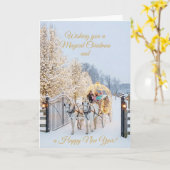 Magical Winter Carriage Ride Christmas Photo Card カード (黄色い花)