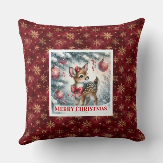 Magical Winter Deer Soft Forest Gift Christmas  クッション (裏面)