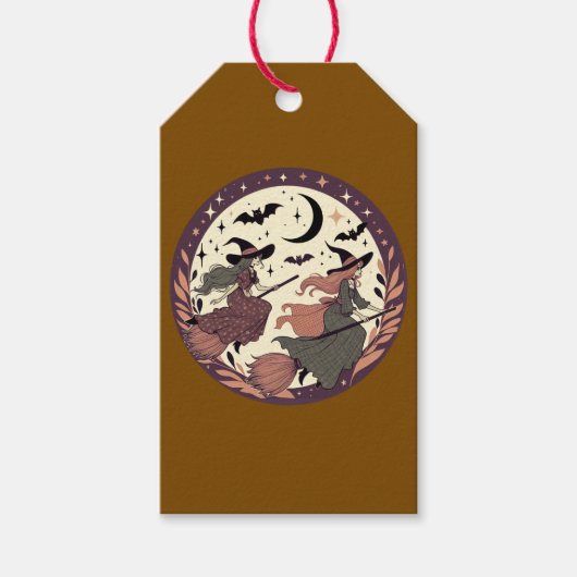 Magical Witch Flight – Halloween Moonlight Scene  ギフトタグ (正面)