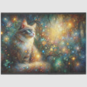 Magical Woodland Cat Fantasy Floral Decoupage  薄葉紙 (正面)