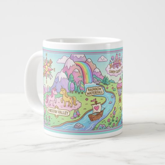 Magical World Map Kids Custom Name Mug ジャンボコーヒーマグカップ (正面左)