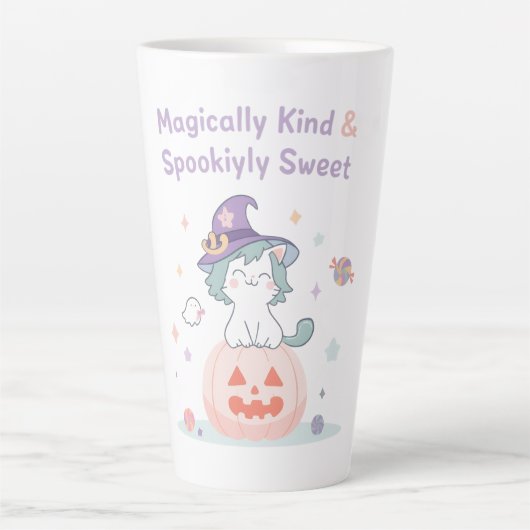 Magically Kind & Spookily Sweet – Cute Pastel Hall カフェラテマグ (正面)