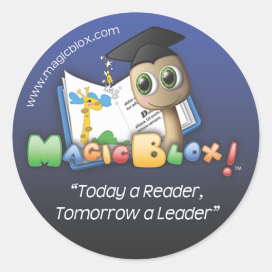 MagicBlox 2"ブルーステッカー ラウンドシール (正面)