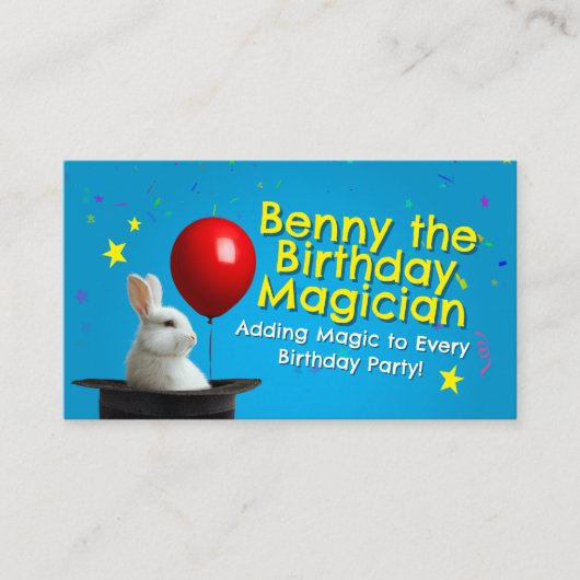 Magician Birthday Party Business Card 3.5" x 2.0"  名刺 (正面)