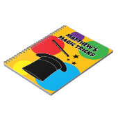 Magician wand and hat magic show personalized ノートブック (左側)
