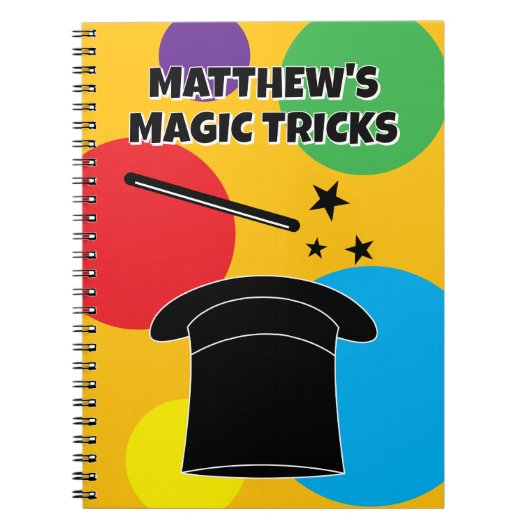 Magician wand and hat magic show personalized ノートブック (正面)