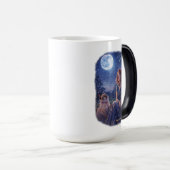 Magische Dream Cat - Mädchen mit Katze unter Mond モーフィングマグカップ (正面右)