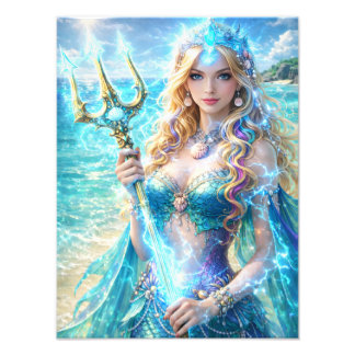 Magische Meeres-Göttin – Ozean Fantasy Poster フォトプリント
