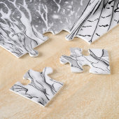 Magische Schnee-Eule im Flug Sternenhimmel ジグソーパズル (側面)